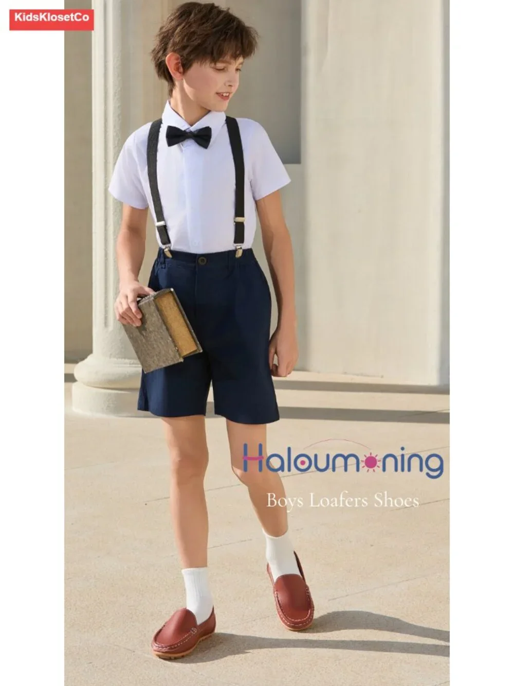 Boys Slip On Loafers Faux Leather Mocc School Walking Shoes